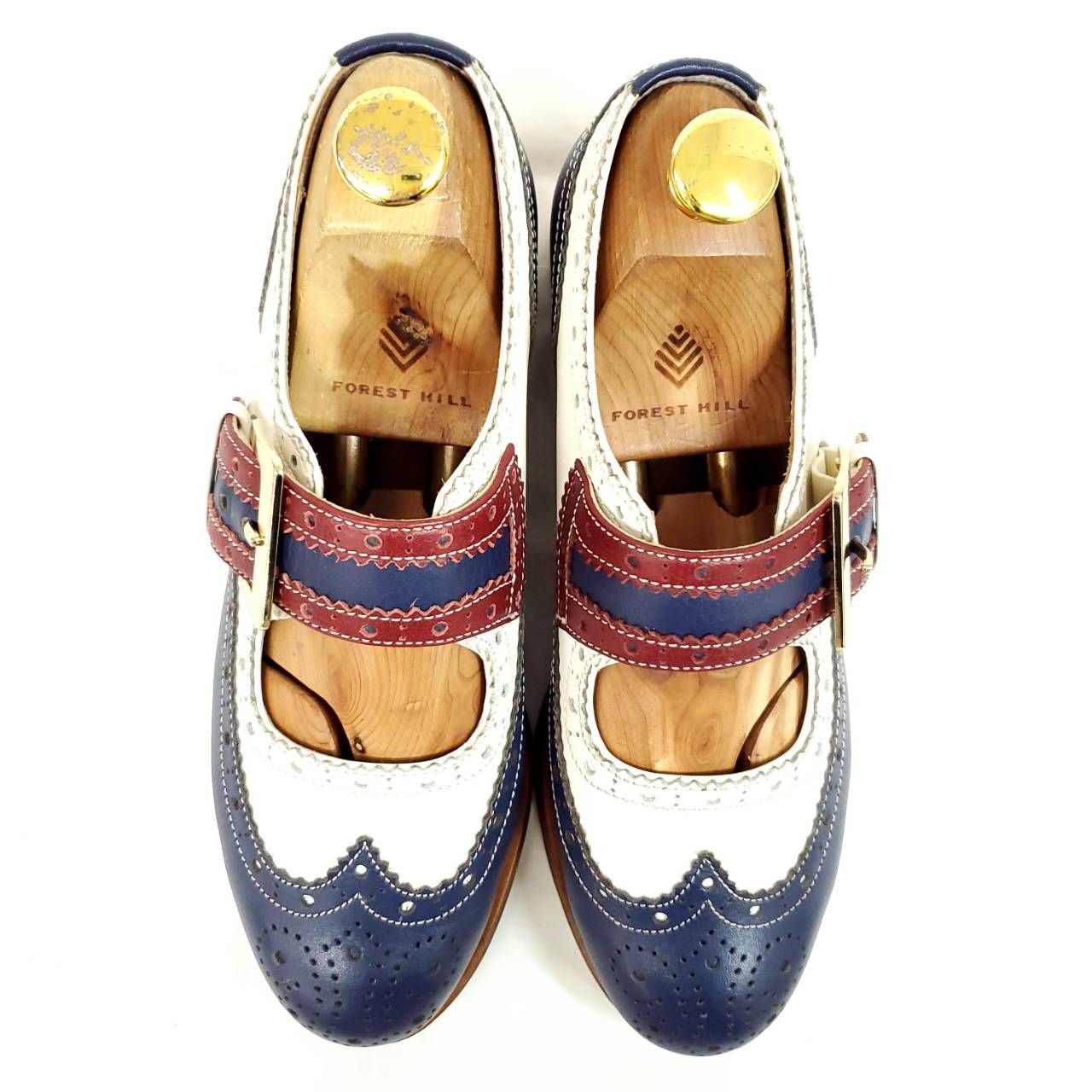 キャサリンハムネット 美品 メリージェーン トリコロールカラー レザー 
