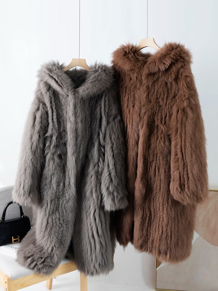 お洒落冬レディース毛皮コート 品コート両面編みフォックスファーコート