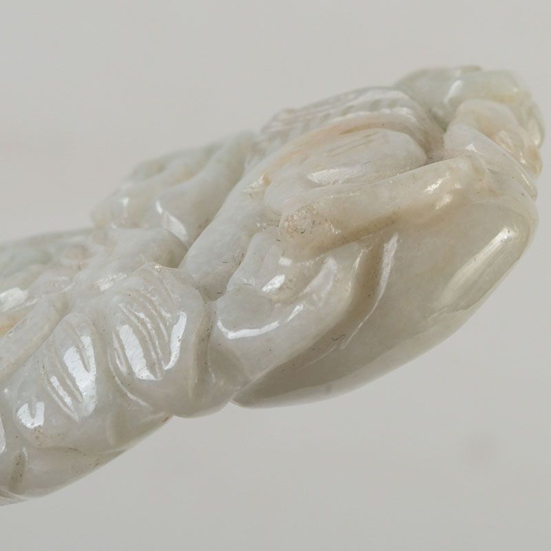中国 玉石彫刻 霊芝彫 根付 玉器 玉珮 C S292