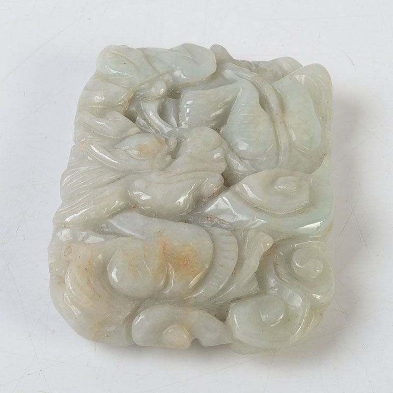 中国 玉石彫刻 霊芝彫 根付 玉器 玉珮 C S292