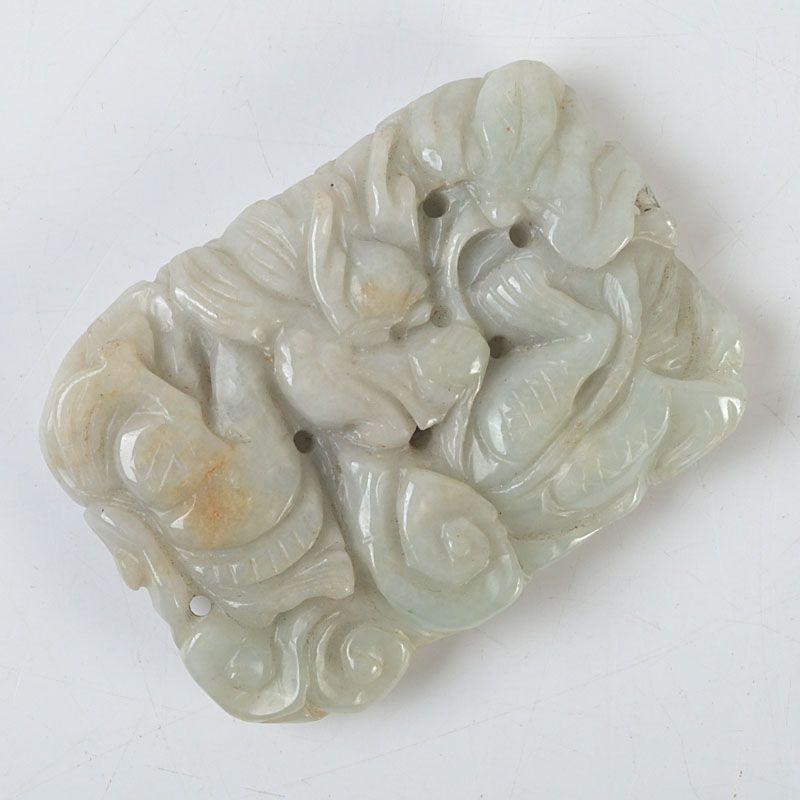 中国 玉石彫刻 霊芝彫 根付 玉器 玉珮 C S292