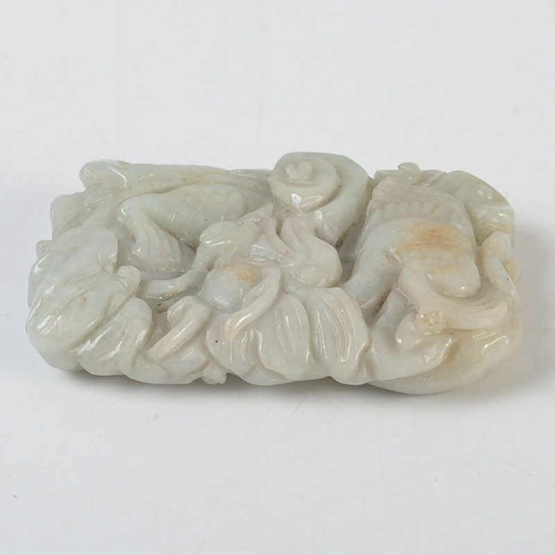 中国 玉石彫刻 霊芝彫 根付 玉器 玉珮 C S292