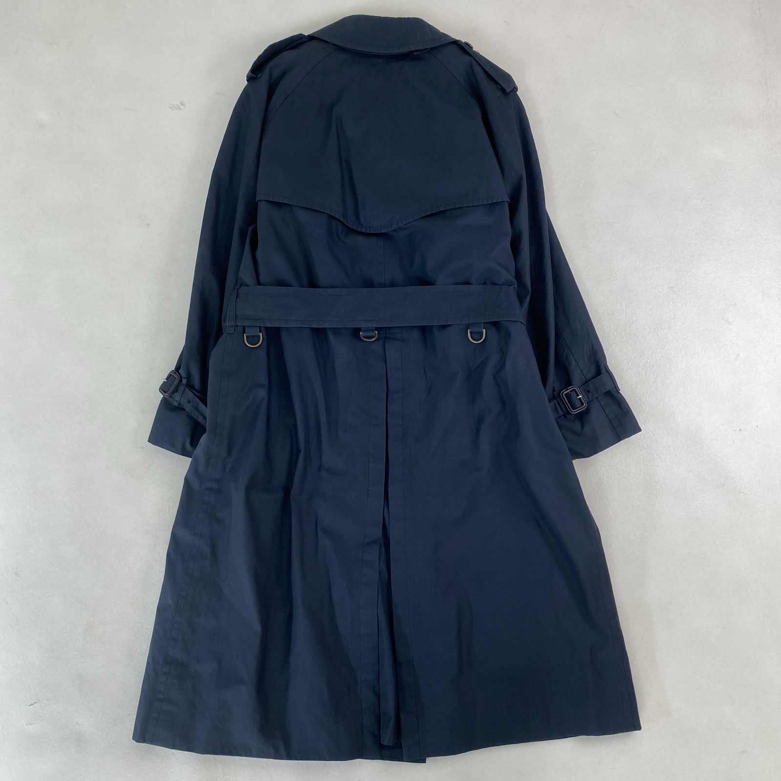 美品　バーバリーロンドン　ノバチェック　トレンチコート　ネイビー　着丈110cm ロング カシミア ケンジントン トレンチコート (ネイビー