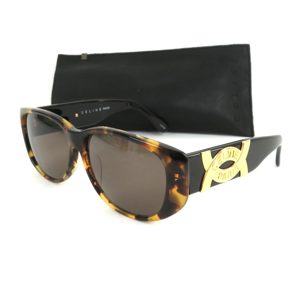 CELINE セリーヌ サングラス べっ甲柄 ブラック ロゴ CLF-734 57□13