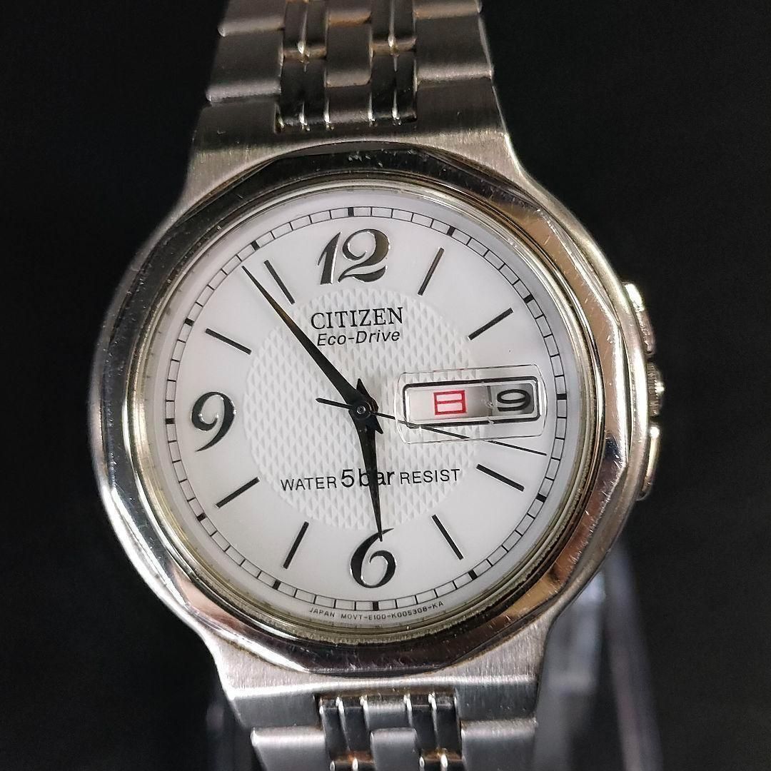 743 5 CITIZEN シチズン E 100 ホワイト シルバー ソーラー 充電式 エコドライブ ecodrive メンズ men s 男性 腕時計 watch 100‐K 003334