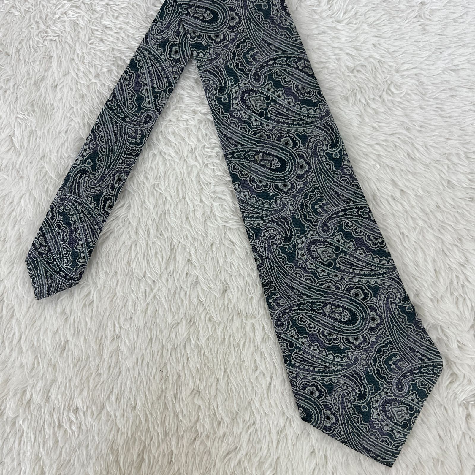 【バレンシアガ】　ペイズリー 100% シルク 美品》BALENCIAGA (バレンシアガ) シルクネクタイ 総柄 ペイズリー