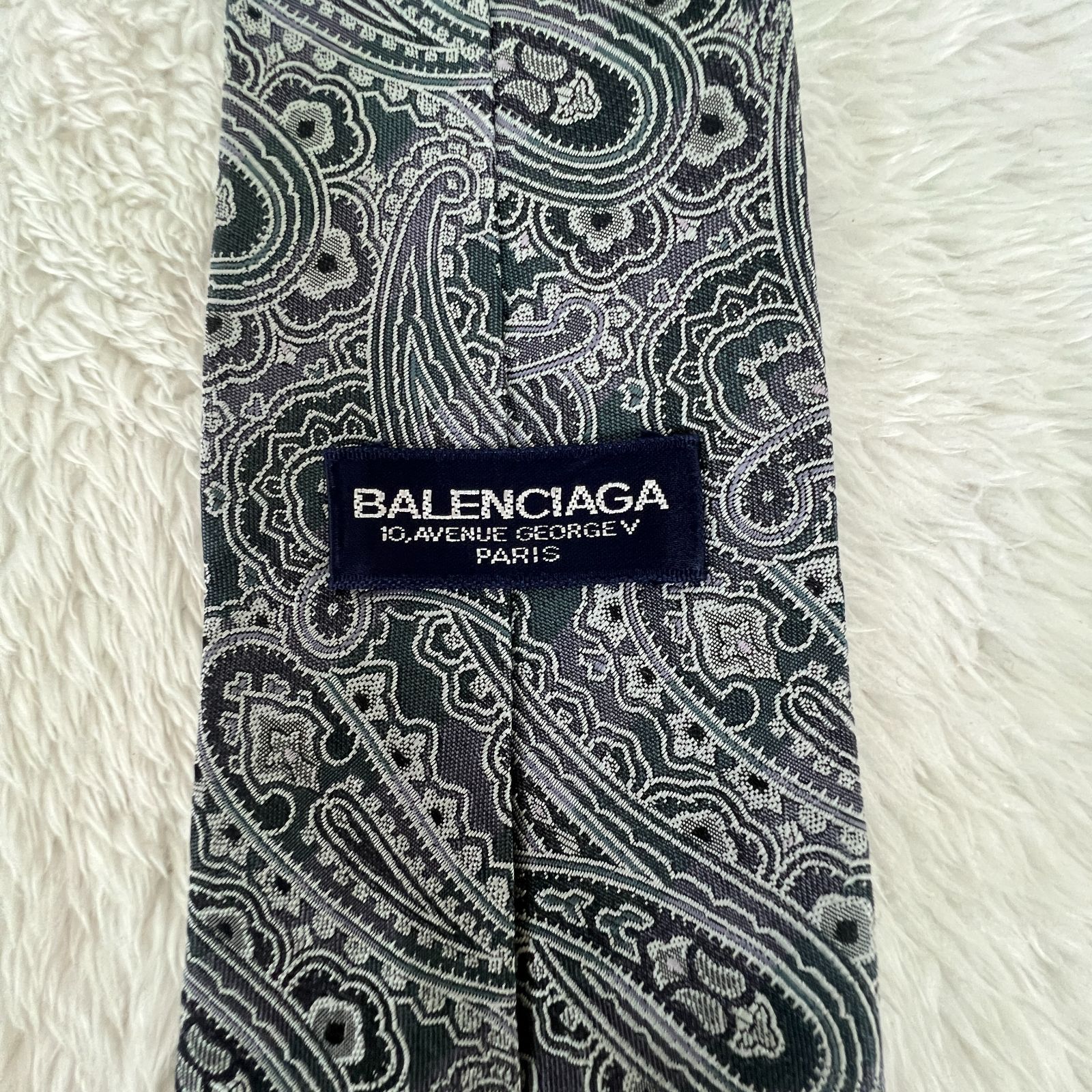 【バレンシアガ】　ペイズリー 100% シルク 美品》BALENCIAGA (バレンシアガ) シルクネクタイ 総柄 ペイズリー