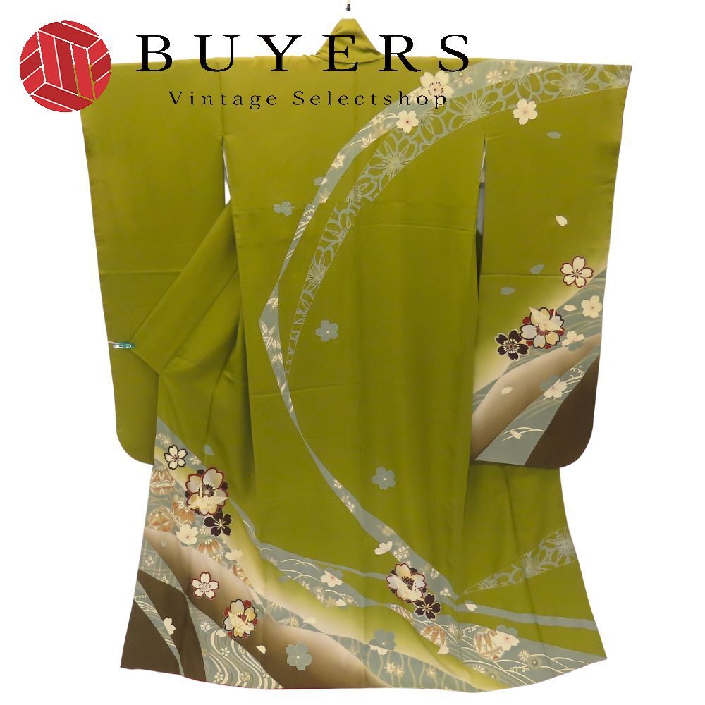 振袖 正絹 ダックグリーン 成人式 和装 呉服 和服 きもの レディース 女性