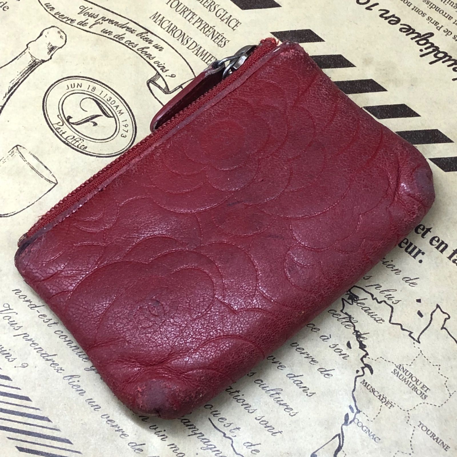 シャネル コインケース ポーチ カメリア 赤 ココマーク FX232 - メルカリ