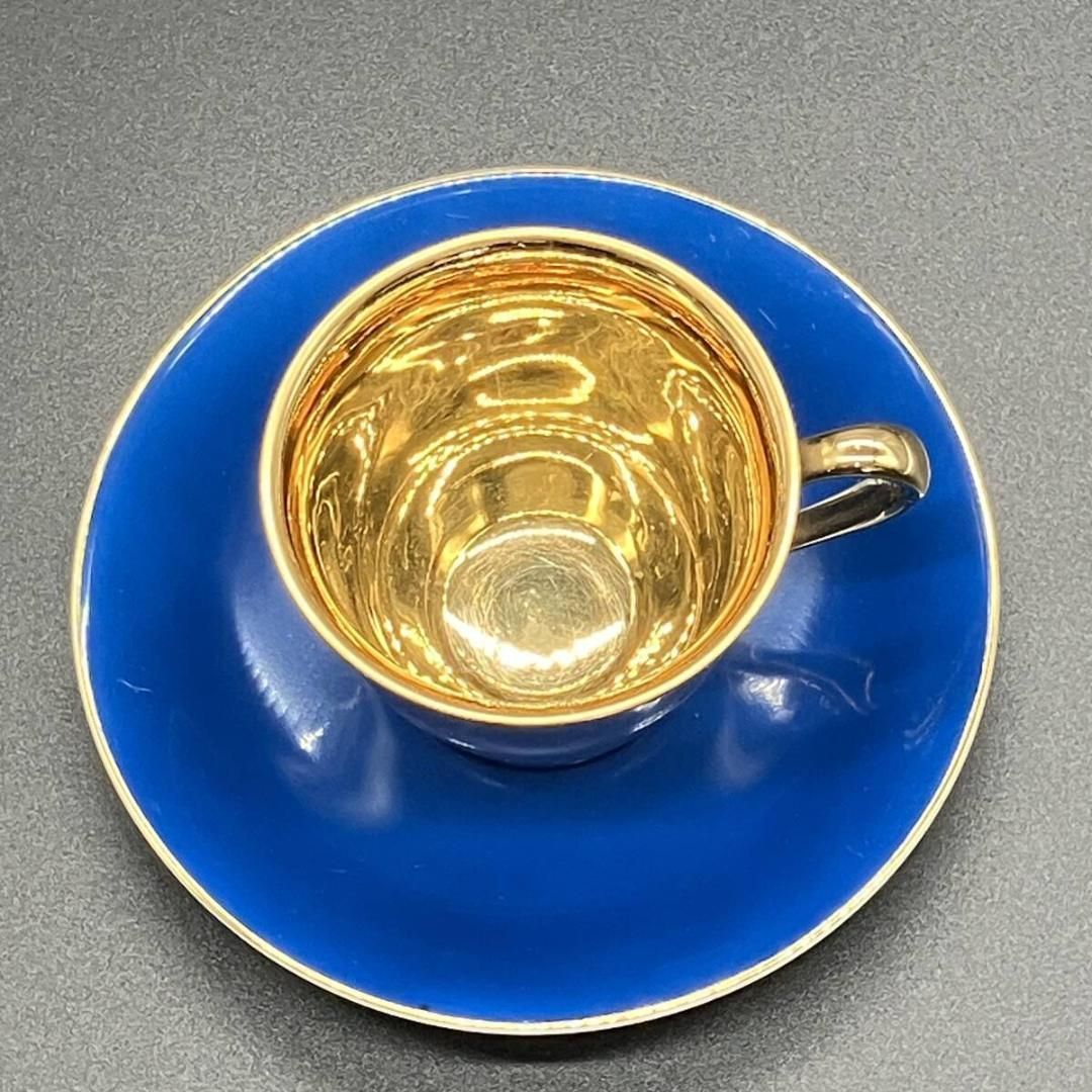 ノリタケ 金彩 ハーレクイン キャビネット セット ブルー ゴールド ゴールド キャビネッ カップ-ソーサー マルキ印 英国 POP_25A