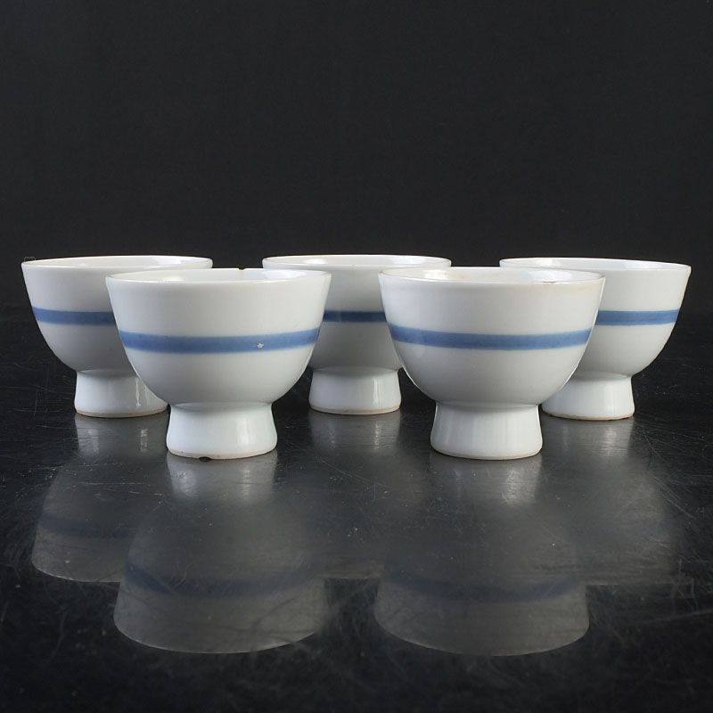 煎茶道具 染付 角福 煎茶碗 五客 時代箱付 C S297 - メルカリ