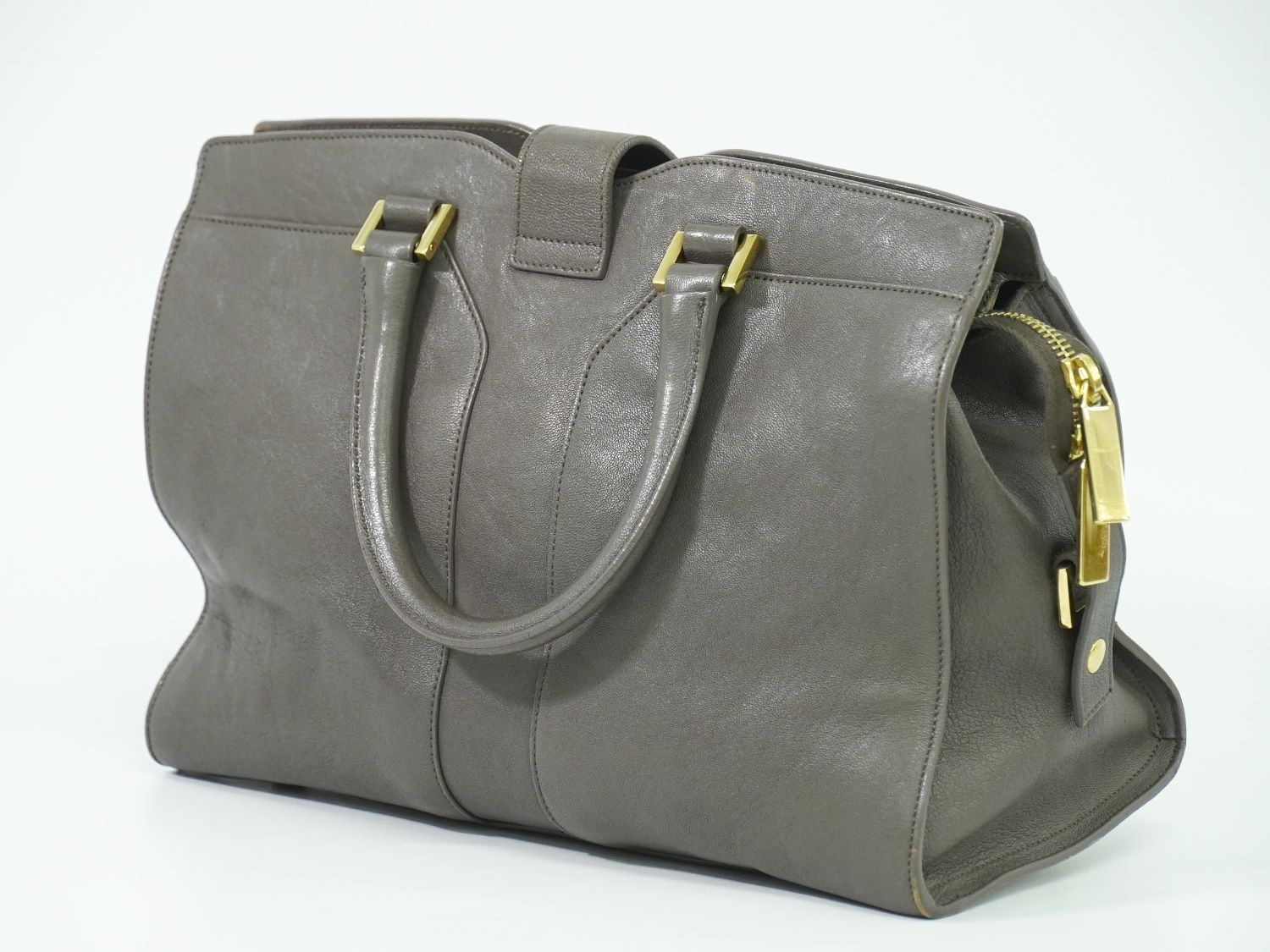 本物 イヴ サンローラン YVES SAINT LAURENT YSL カバスシック ハンドバッグ グレー 400666 バッグ フォロー割