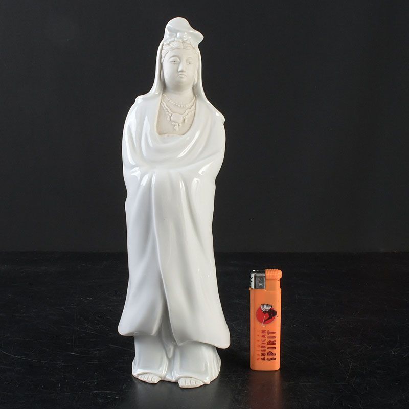 出石焼 山本秀壺造 白磁 観音像 共箱 N 5076 出石焼 山本秀壺造 白磁