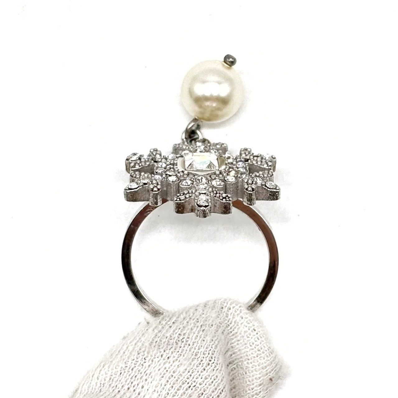 良品】 MIUMIU Y2K snow crystal perl silver925 ring unisex ミュウ 