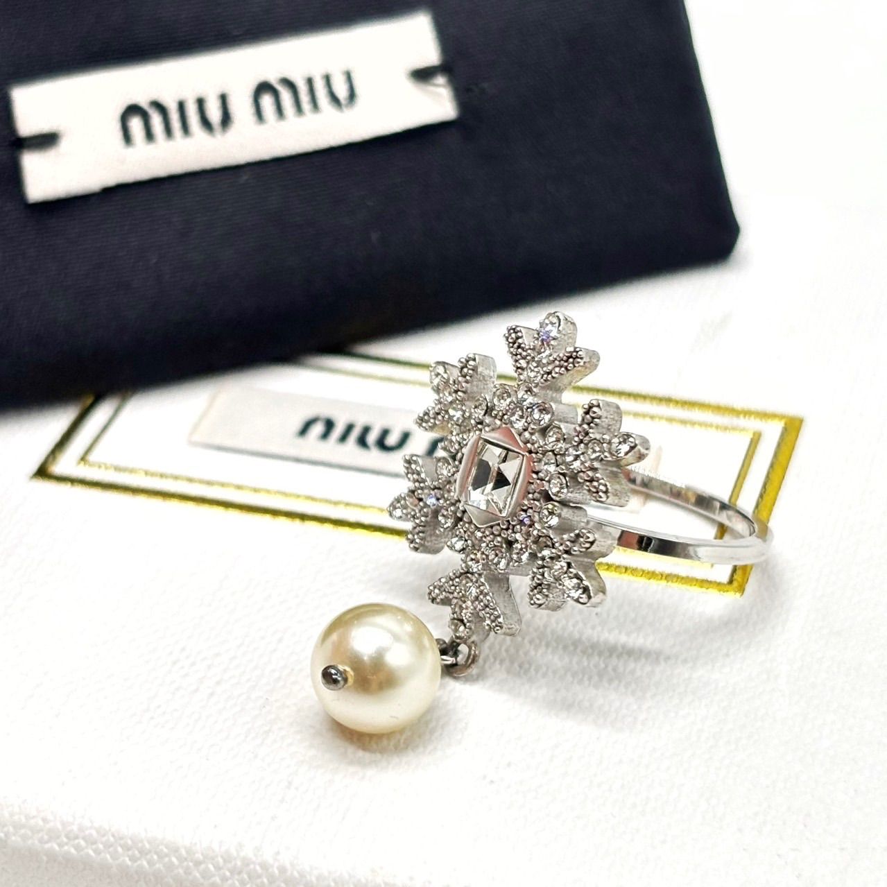 MIUMIU Y 2 K snow crystal perl silver 925 ring unisex ミュウミュウ リング