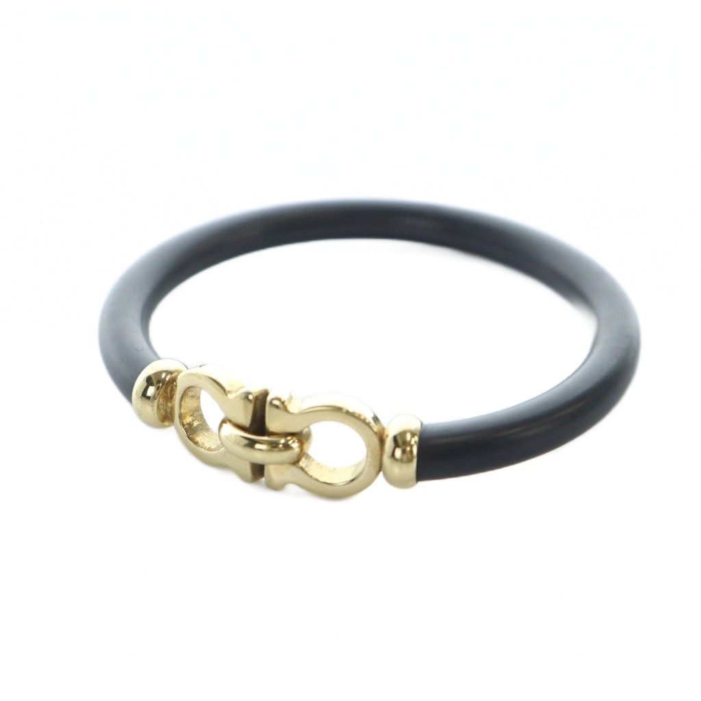 サルヴァトーレフェラガモ Salvatore Ferragamo ブレスレット バングル ガンチーニ 黒 ブラック GY05 MQ