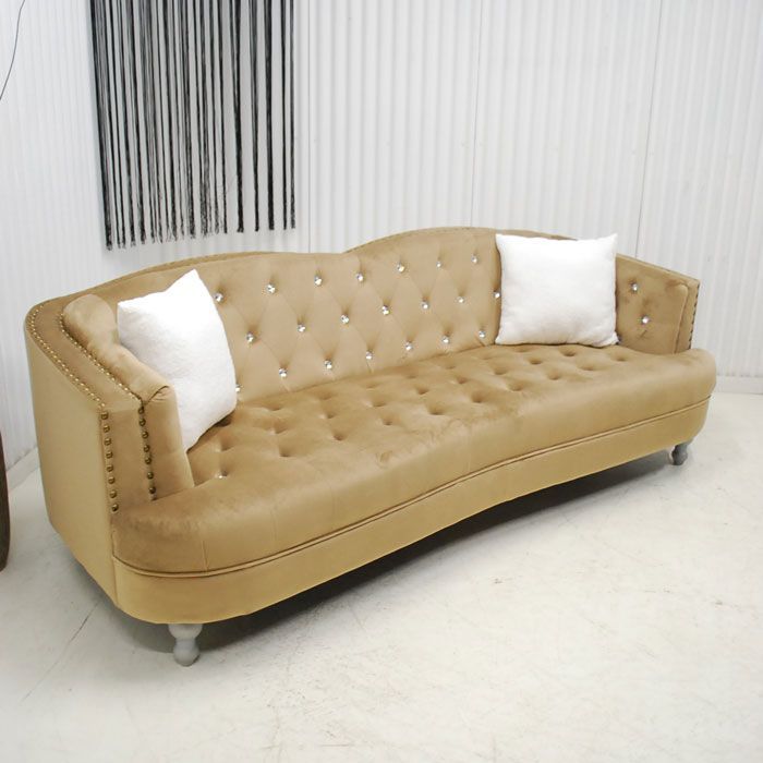 アウトレット 現品限り 一部 １台 3 5人～４人掛 ソファ 大型ワイド チェスターフィールド調 曲線優雅なデザイン VIPスタイル 240217 ハニー3 p