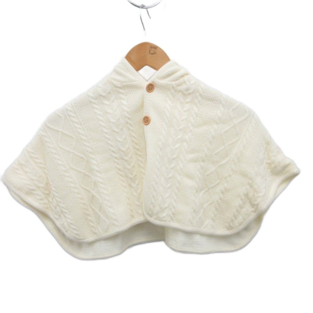 ミキハウス mikihouse ケーブル編み あったかニットケープ ポンチョ ベビー服 コート ジャンパー 60 90 cm アイボリー 43 4801 950