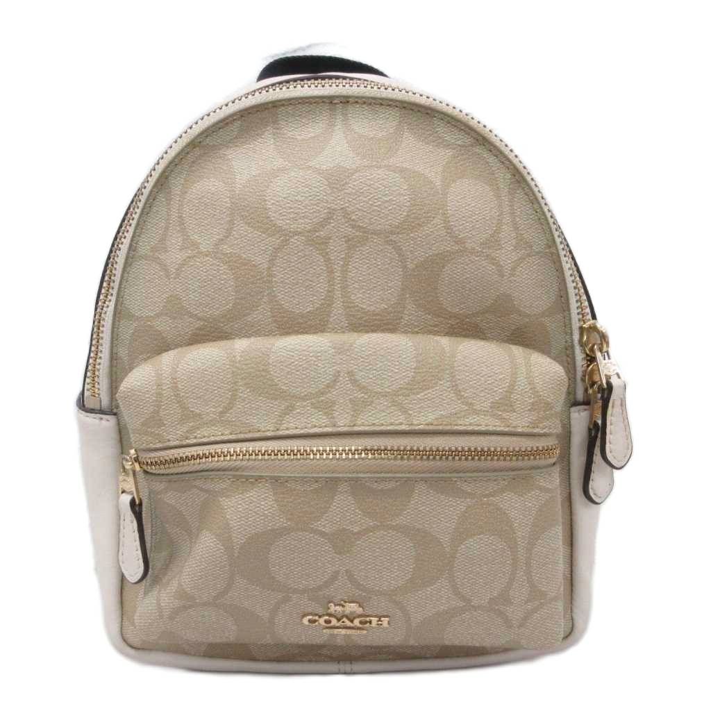 コーチ COACH チャーリー リュックサック デイパック シグネチャー ミニ PVC ベージュ アイボリー