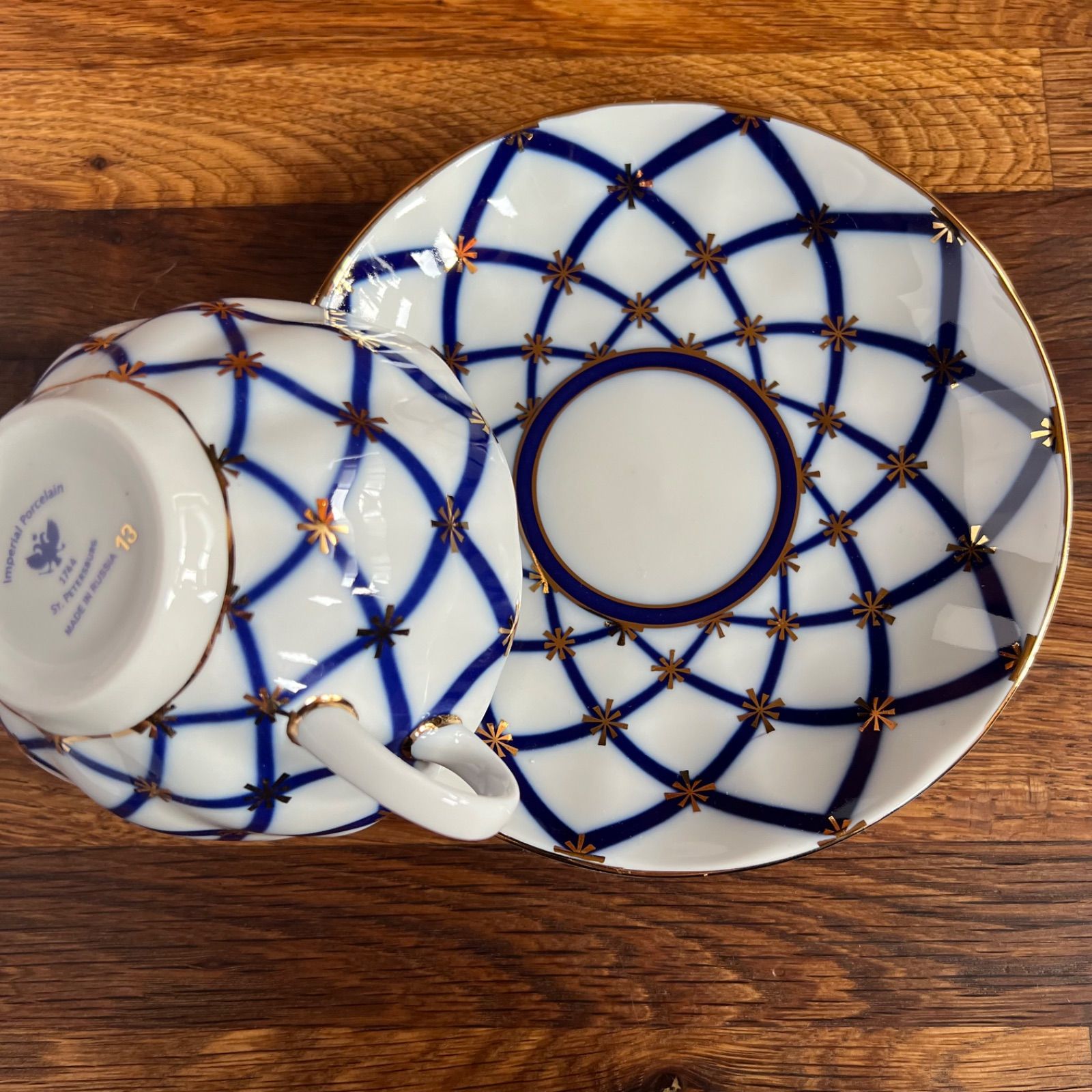 ロモノーソフ ️ 多面体 雪の結晶 ポリへドロン ティーコーヒー カップ-ソーサー インペリアルポーセレン ポーセリン