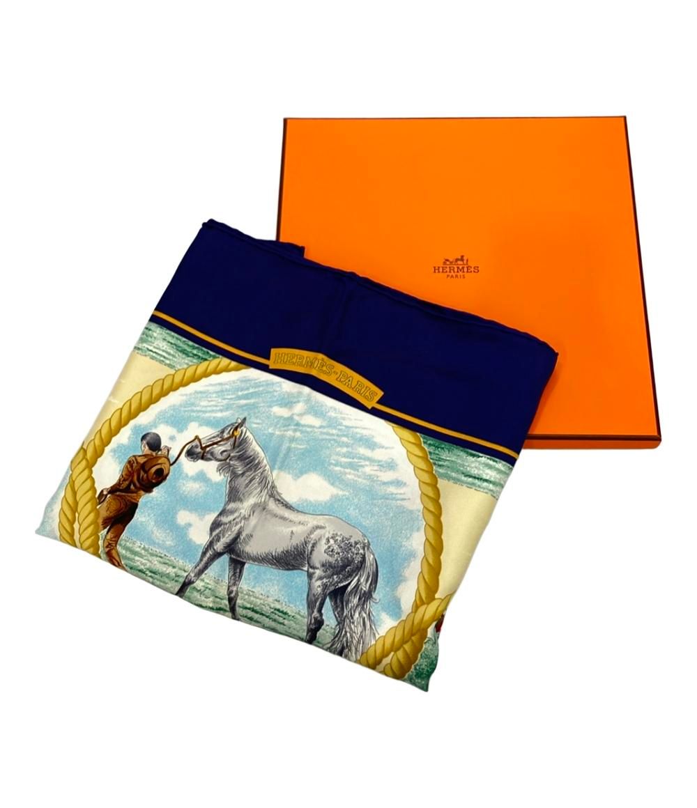 美品 エルメス スカーフ カレ90 シルク100% Auteuil en Mai レディース