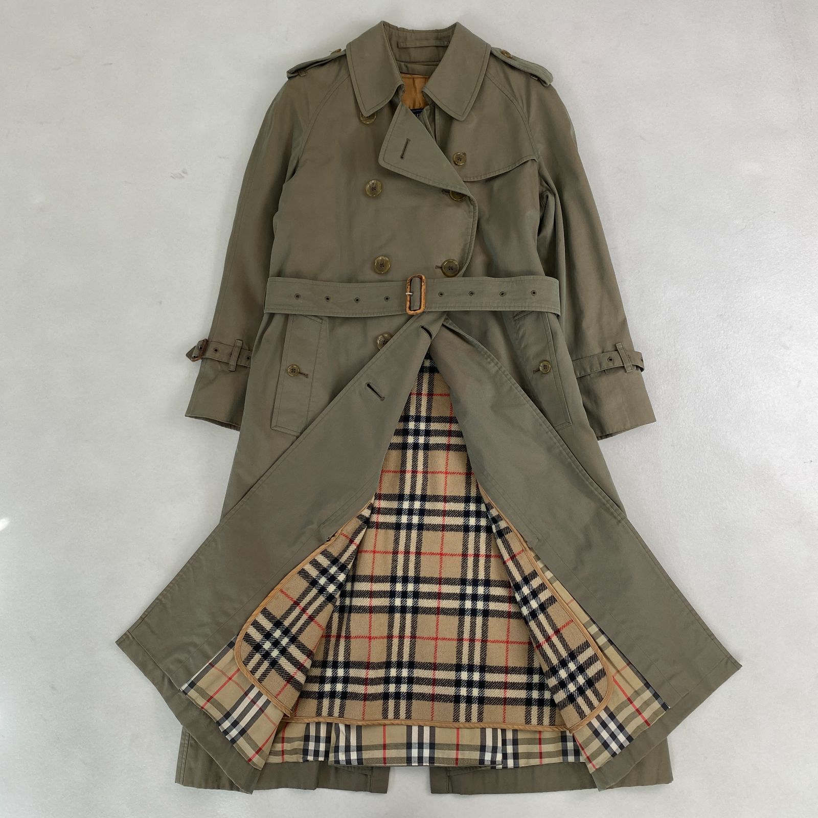 バーバリー トレンチコート バーバリーズ ライナー付 Burberry ベルト エポレット 完備 カーキ ノバチェック裏地
