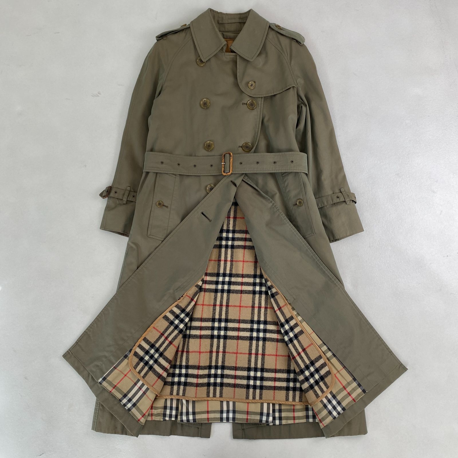 バーバリー トレンチコート バーバリーズ ライナー付 Burberry ベルト エポレット 完備 カーキ ノバチェック裏地
