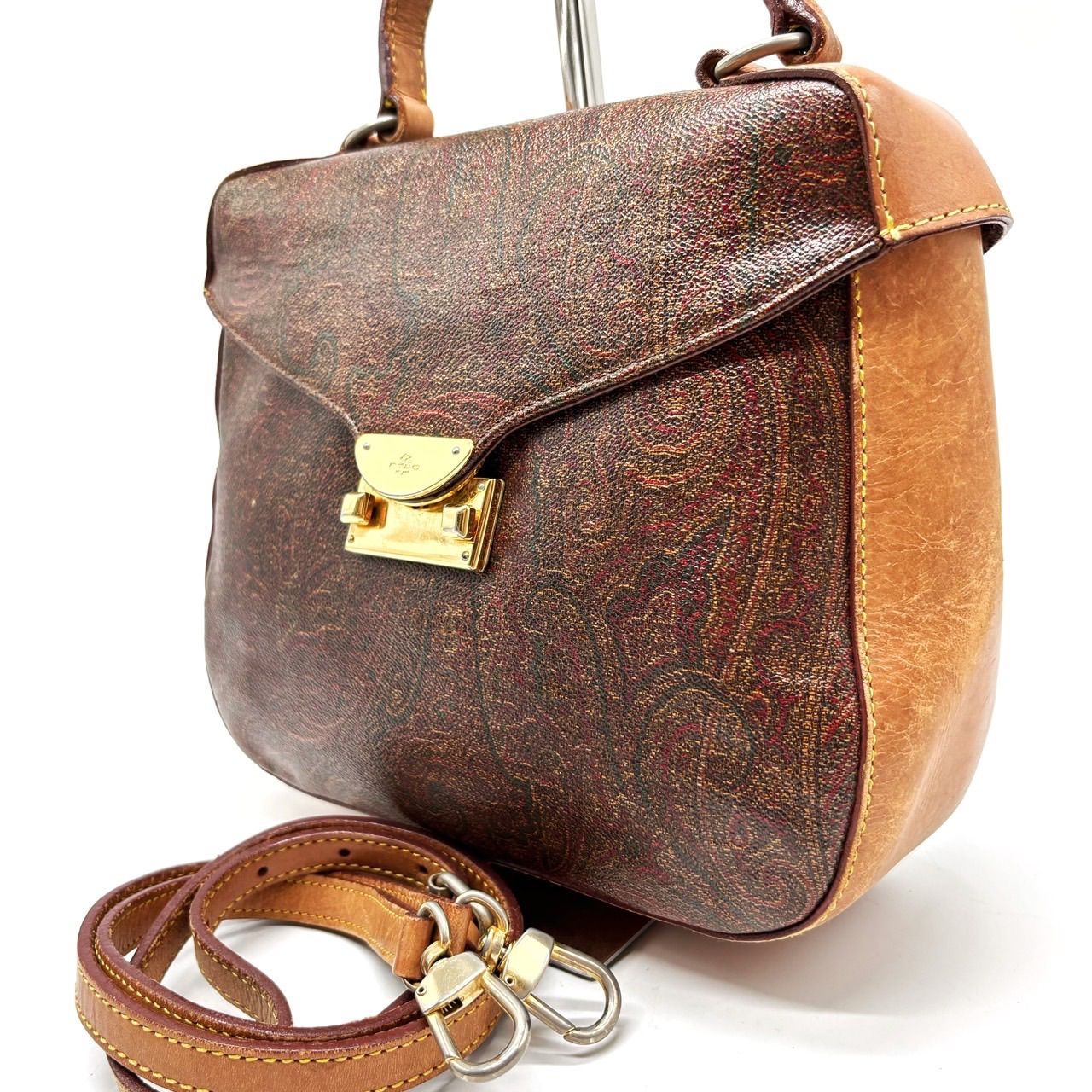 良品】 ETRO エトロ ハンドバッグ ショルダーバッグ 2way ペイズリー柄