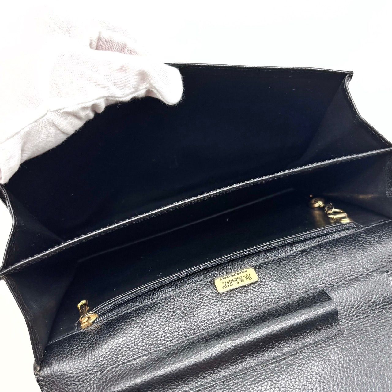 良品】 BALLY バリー レザー 革 ゴールド金具 クラッチバッグ セカンド 