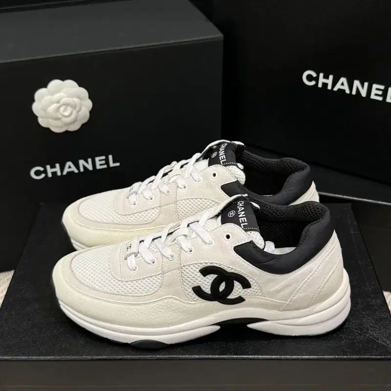 シャネル メッシュ カーフスキン クルーズ スニーカー 白 アイボリー