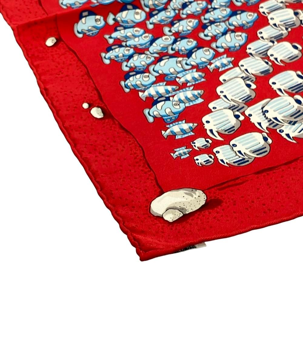 エルメス スカーフ プチカレ シルク 100% 魚プリント レディース