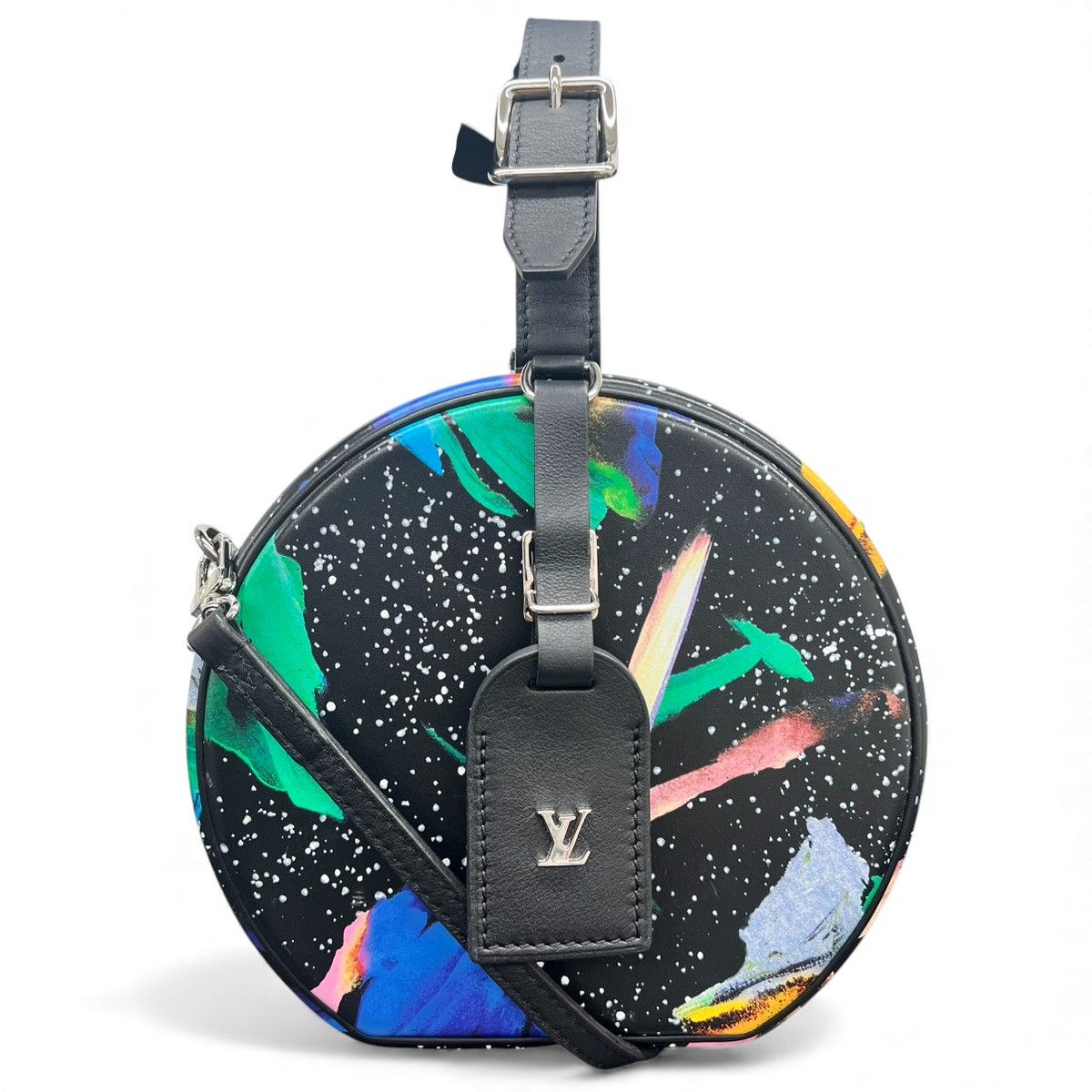 LOUIS VUITTON ルイ ヴィトン プティット ボワット シャポー 2way ハンドバッグ ショルダーバッグ M53798 レザー ブラック マルチ ラウンド ルイヴィトン LV Aランク 鑑定済 ヴィトンバッグ