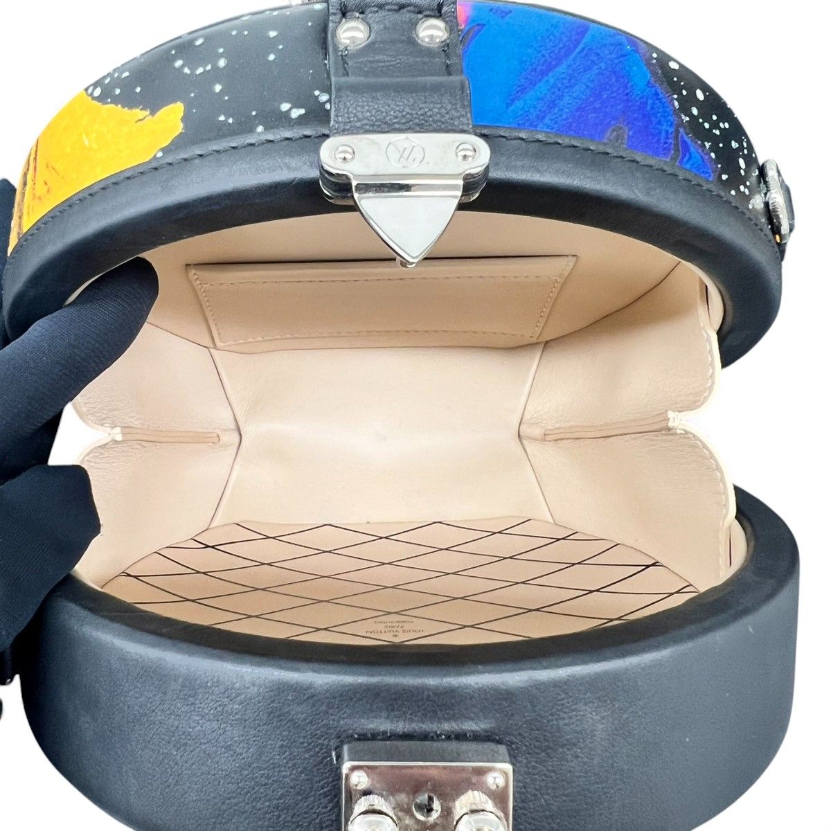  LOUIS VUITTON ルイ ヴィトン プティット ボワット シャポー 2 way ハンドバッグ ショルダーバッグ M 53798 レザー ブラック マルチ ラウンド ルイヴィトン LV Aランク 鑑定済 ヴィトンバッグ ハンドバッグ バッグ