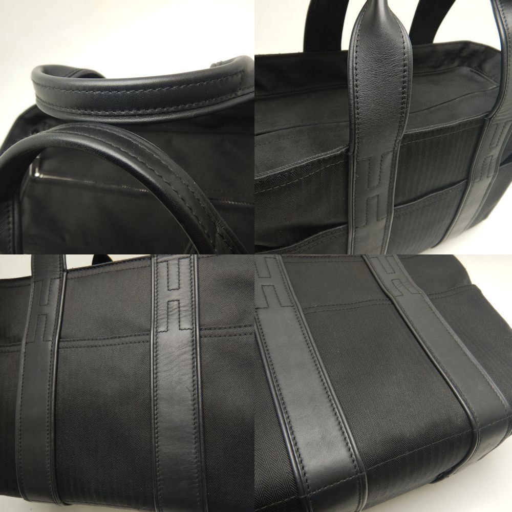  HERMES エルメス アカプルコPM ハンドバッグ トワルシェブロンxレザー ブラック レディース 253338 ハンドバッグ バッグ