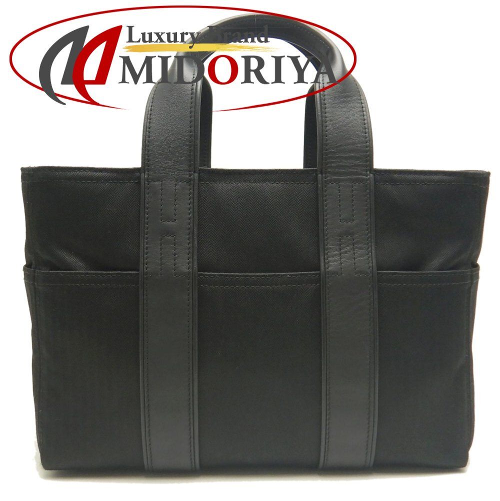 HERMES エルメス アカプルコPM ハンドバッグ トワルシェブロンxレザー ブラック レディース 253338