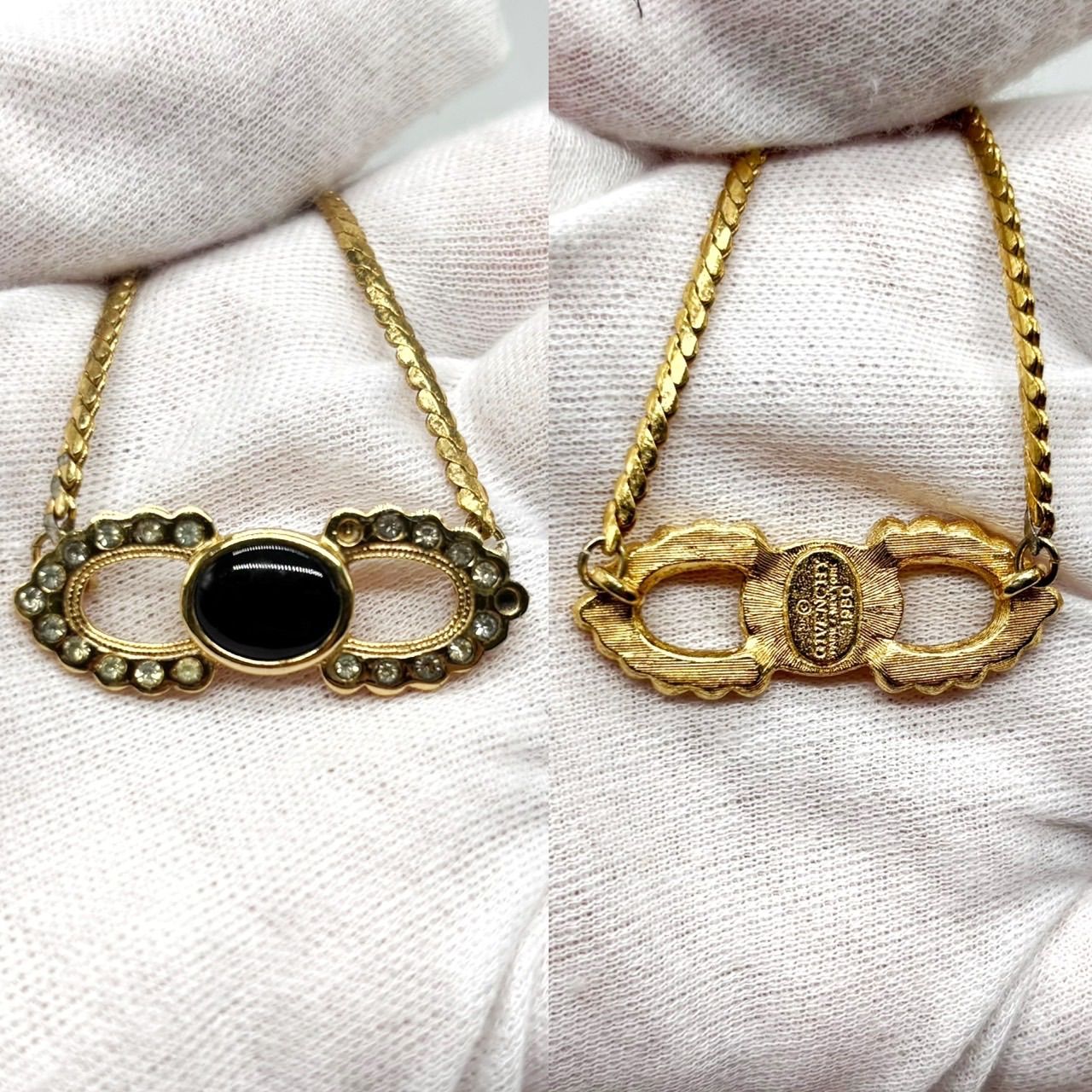 良品】 GIVENCHY ジバンシー ネックレス オニキス ゴールド金具 