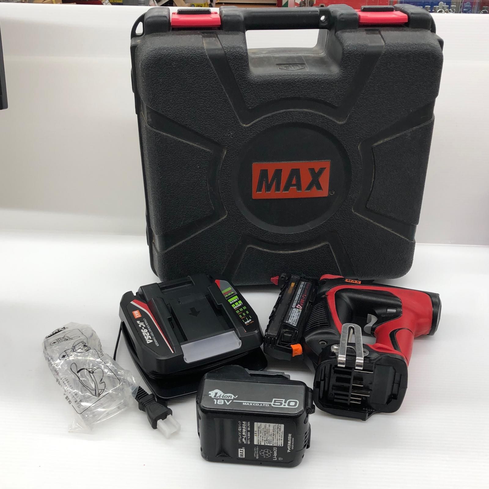 ДДMAX マックス コードレス式 充電式ピンネイラ 充電器 充電池1個 ケース付 18v 5.0Ah TJ-35P レッド