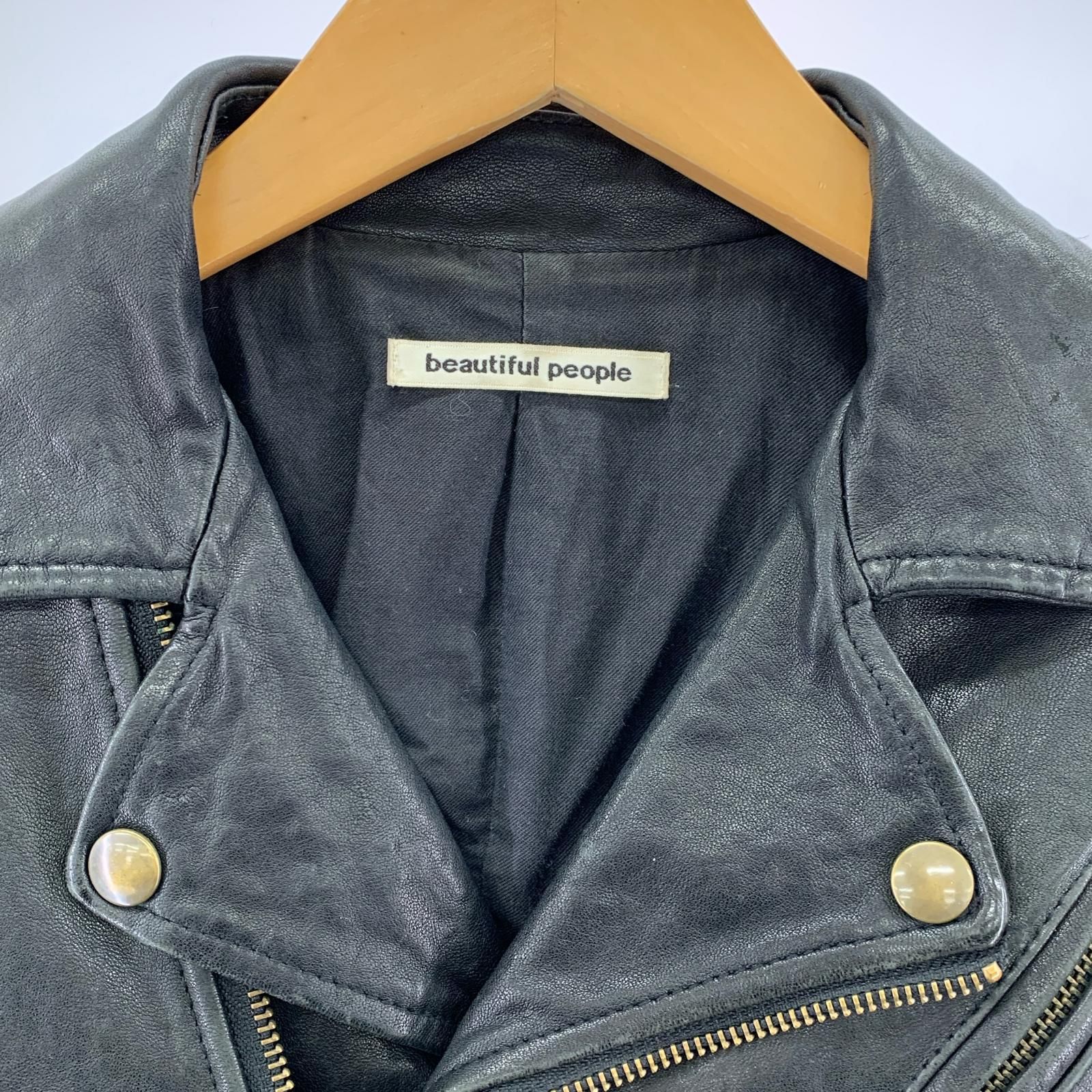 beautiful people ビューティフルピープル 羊革ライダースジャケット size 130 ブラック