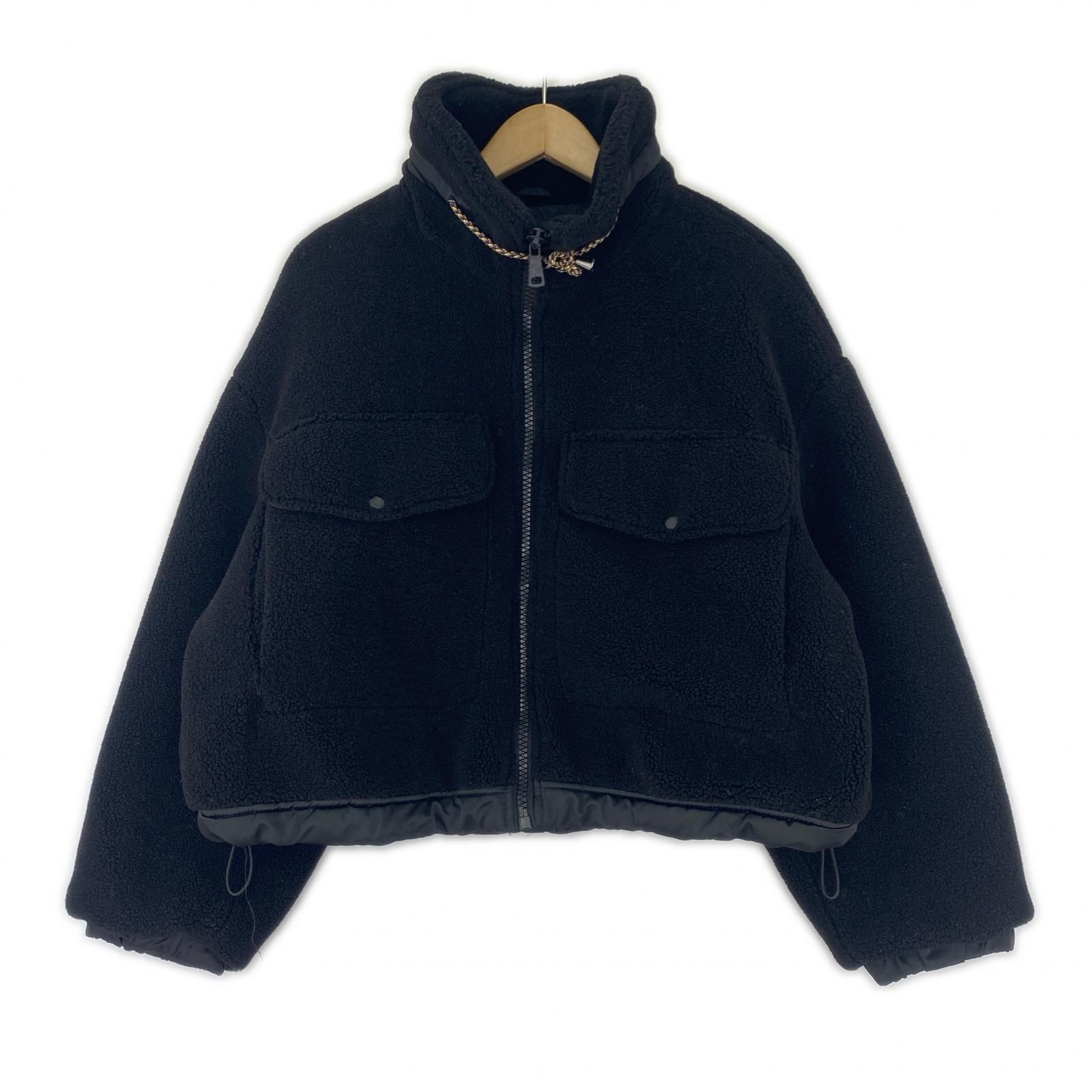 ZARA ザラ クロップド ボアジャケット sizeEUR M/ブラック - メルカリ