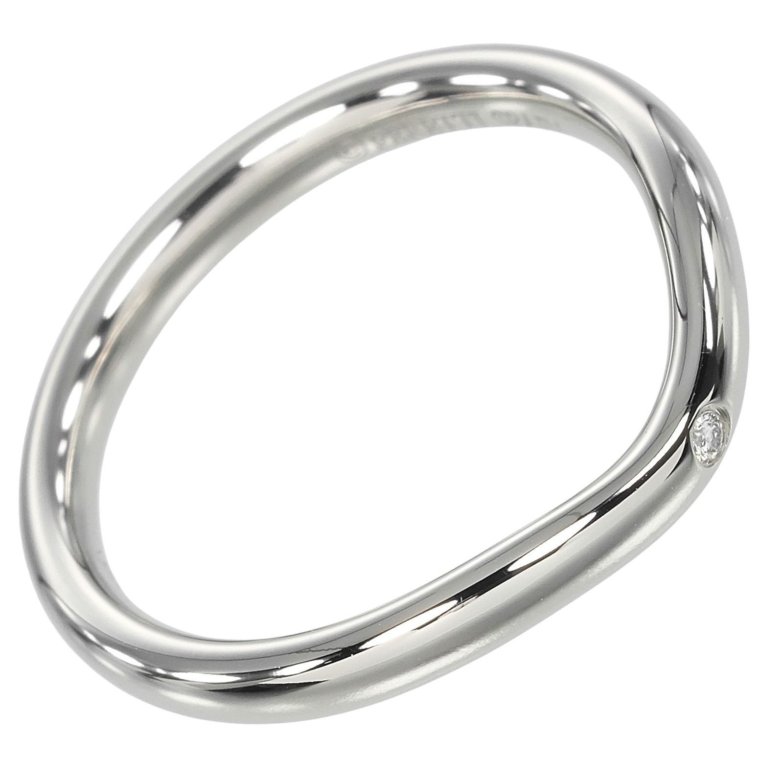 TIFFANY-Co. ティファニー カーブドバンド Pt950プラチナ×1Pダイヤモンド 7.5号 レディース 3.8g リング 指輪