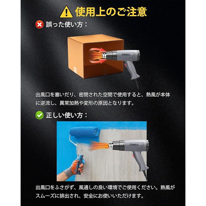 Anesty ヒートガン 液晶に温度調整 熱工具ヒートガン ヒートエアガン