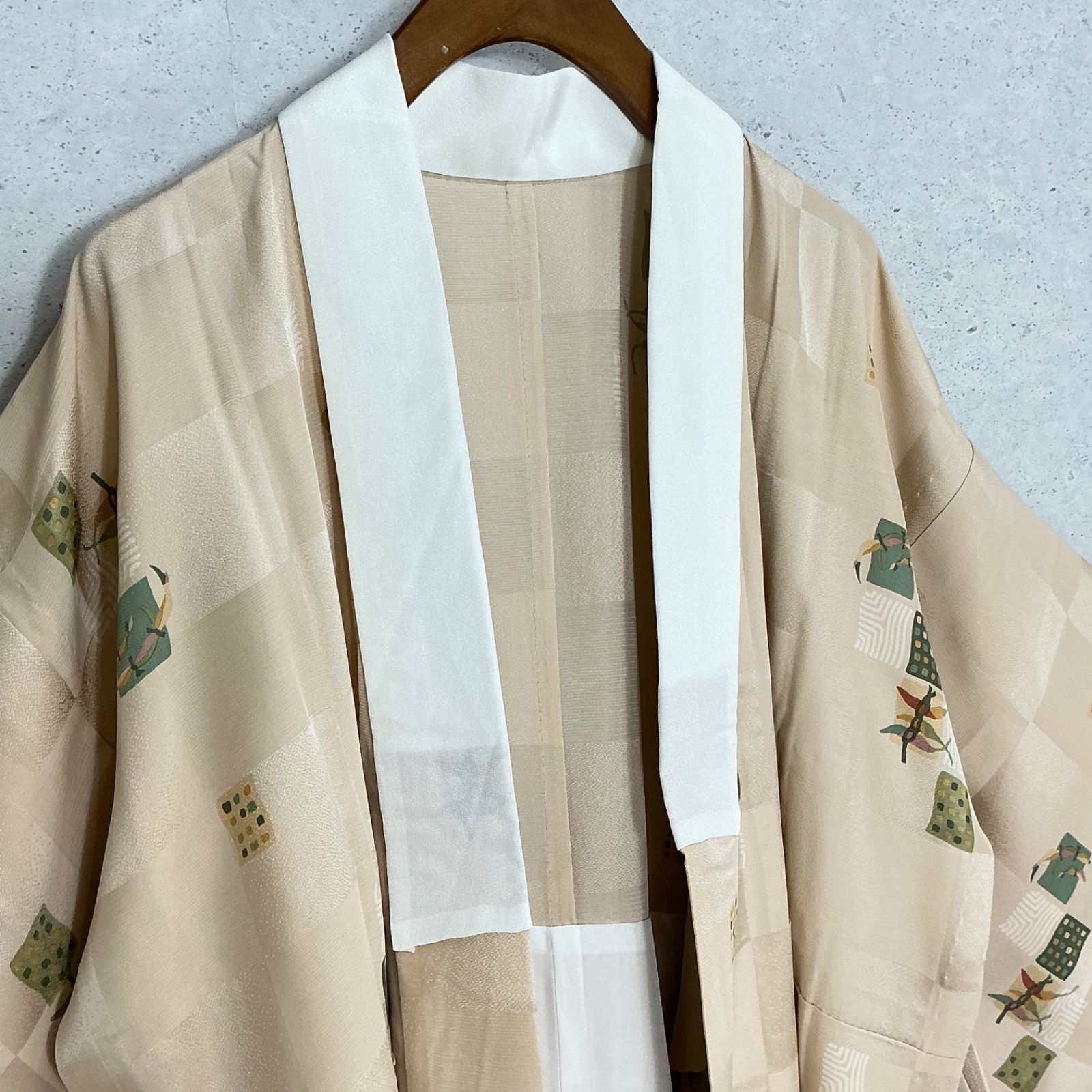 kimono+one◇美品◇長襦袢◇正絹◇単衣◇健勝苑ガード◇居敷当て付き