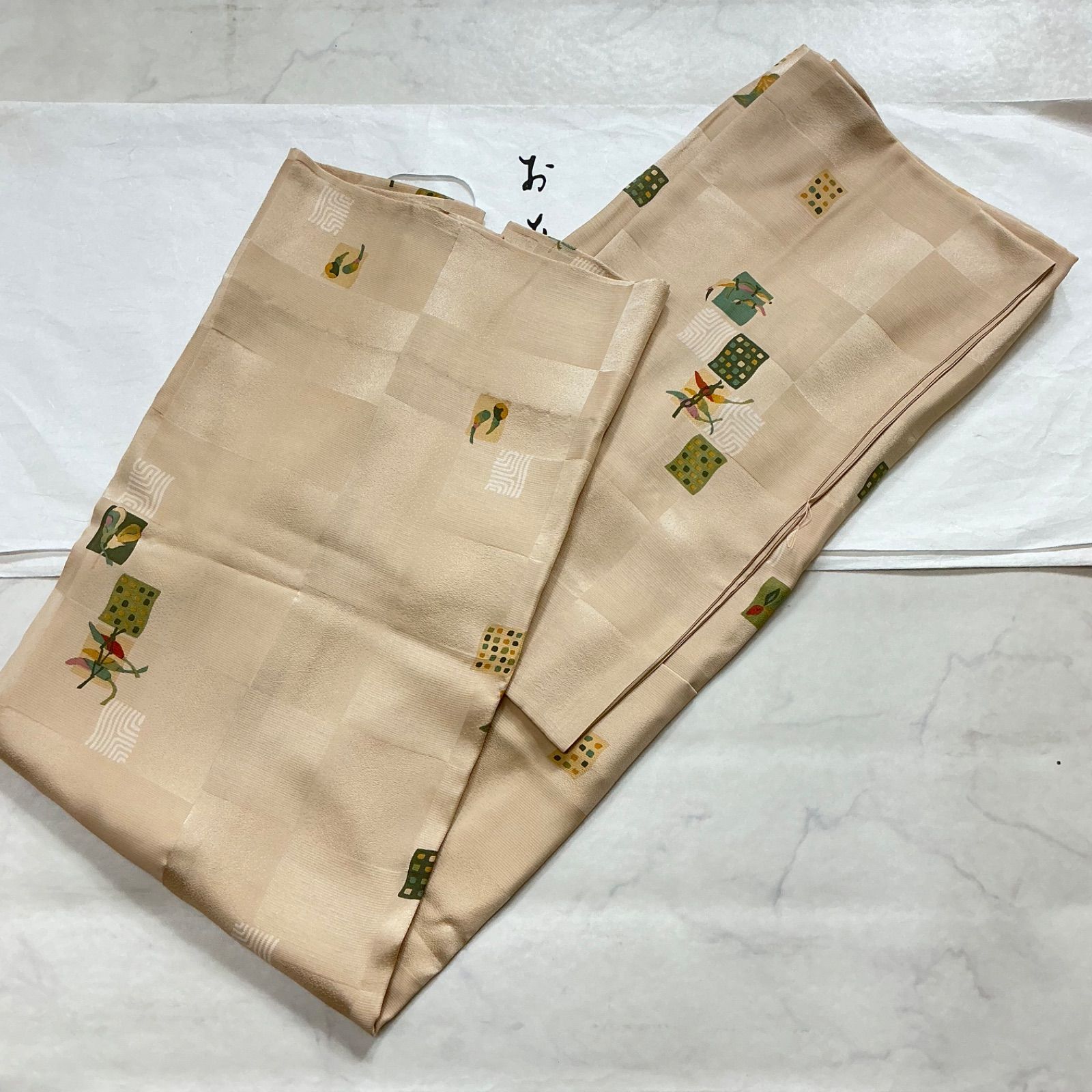 kimono+one◇美品◇長襦袢◇正絹◇単衣◇健勝苑ガード◇居敷当て付き