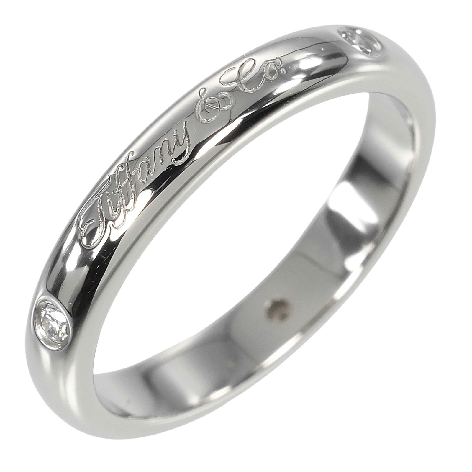 TIFFANY-Co. ティファニー ノーツ ルシダ Pt 950プラチナ×3 Pダイヤモンド 7.5号 レディース 4 g リング 指輪