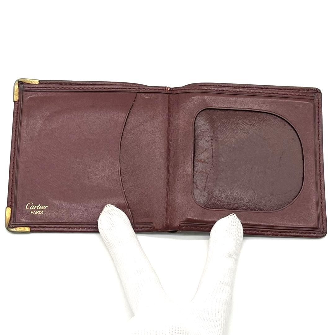 Cartier マストライン レザー 2つ折り財布 ボルドー ヴィンテージ Must