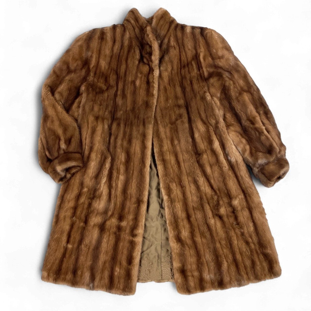 27k14 SAGA MINK サガミンク 銀サガ デミバフミンク ロングコート 95cm F ブラウン 本毛皮 MINK FUR リアルファーt18r