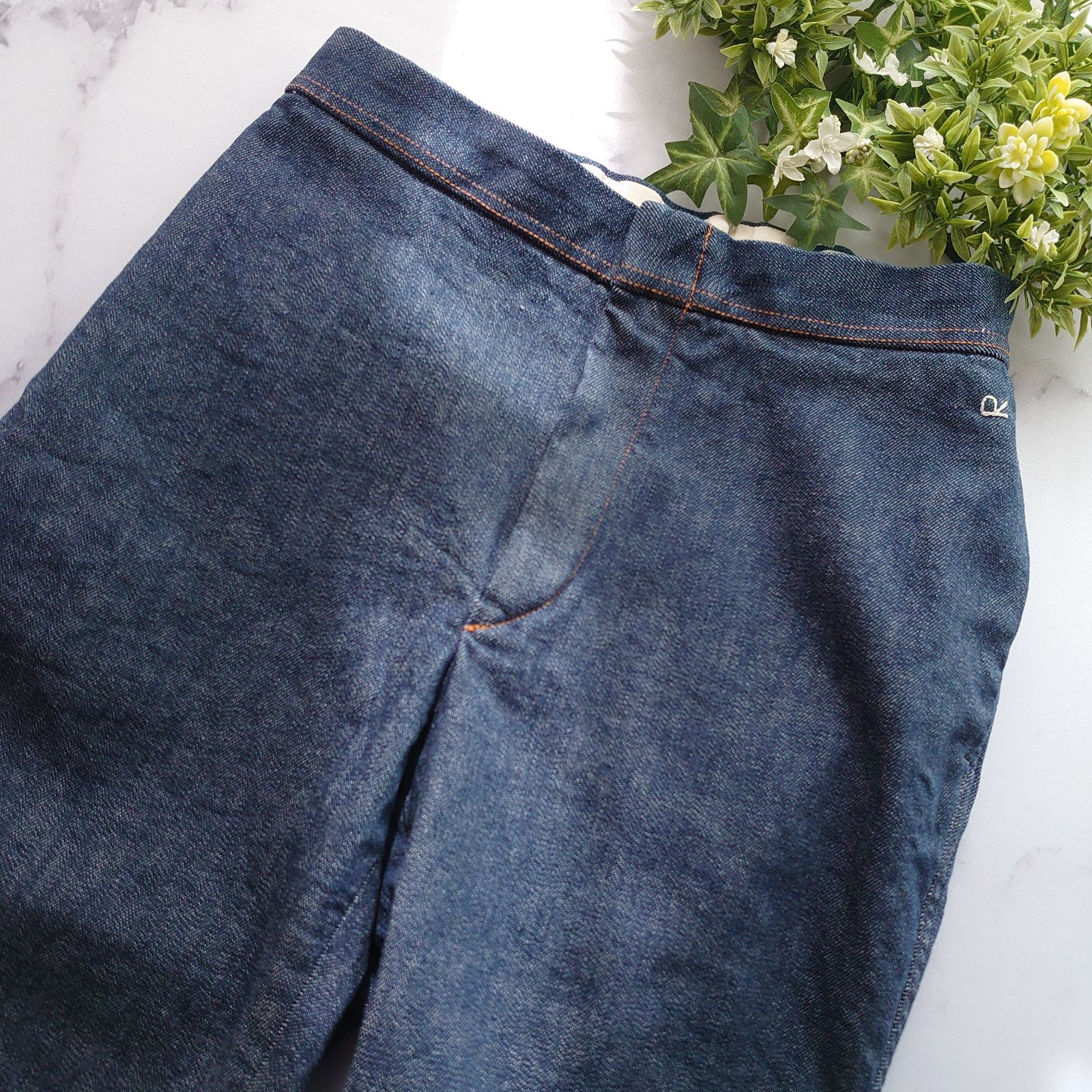 45R ざっくりストレッチパンツ デニム ウエストゴム L相当