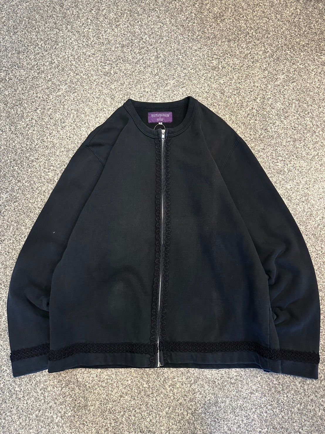 NEPENTHES スウェット カーディガン フルジップ ノー ジャケット ブラック