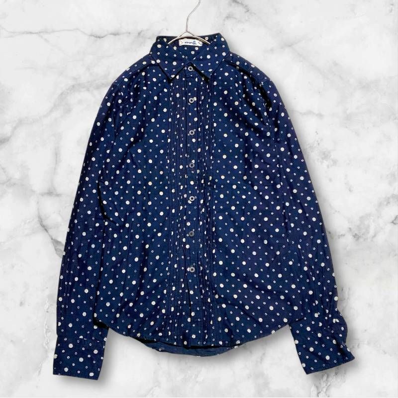45rpm- フォーティーファイブアールピーエム 長袖シャツ インディゴ ピンタック ドット柄 刺繍 レディース サイズ０１