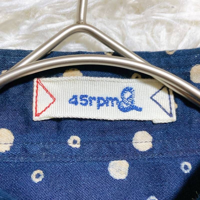 45rpm- フォーティーファイブアールピーエム 長袖シャツ インディゴ ピンタック ドット柄 刺繍 レディース サイズ01